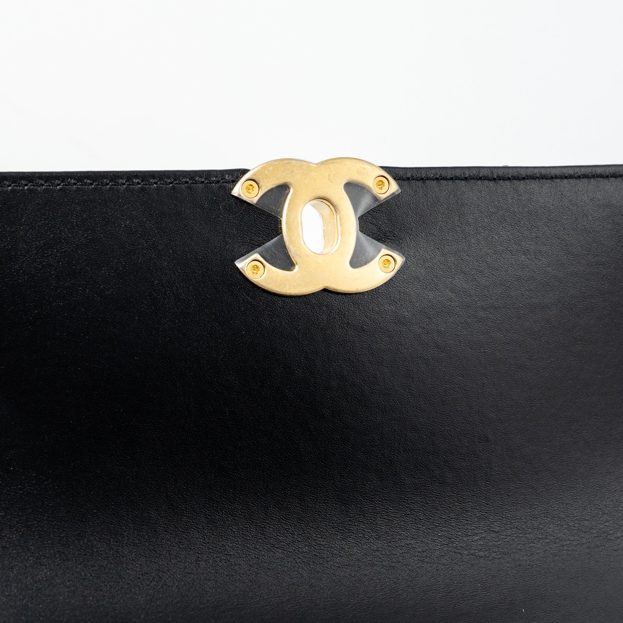 CHANEL 24C GOLD CRUSH MINI FLAP BAG CALFSKIN BLACK GHW (MICROCHIP)
