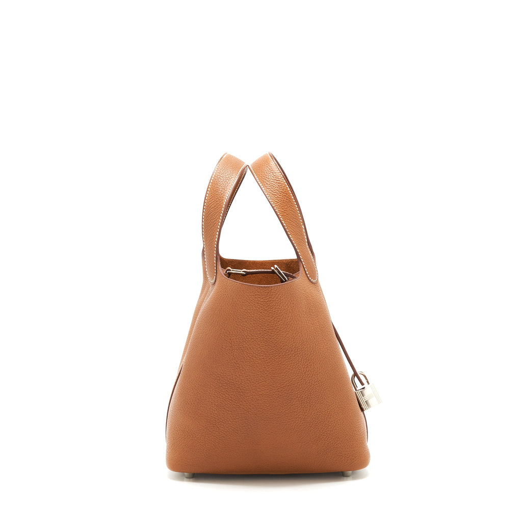 HERMES PICOTIN 18 LOCK BAG BARENIA FAUBOURG CALFSKIN GOLD SHW