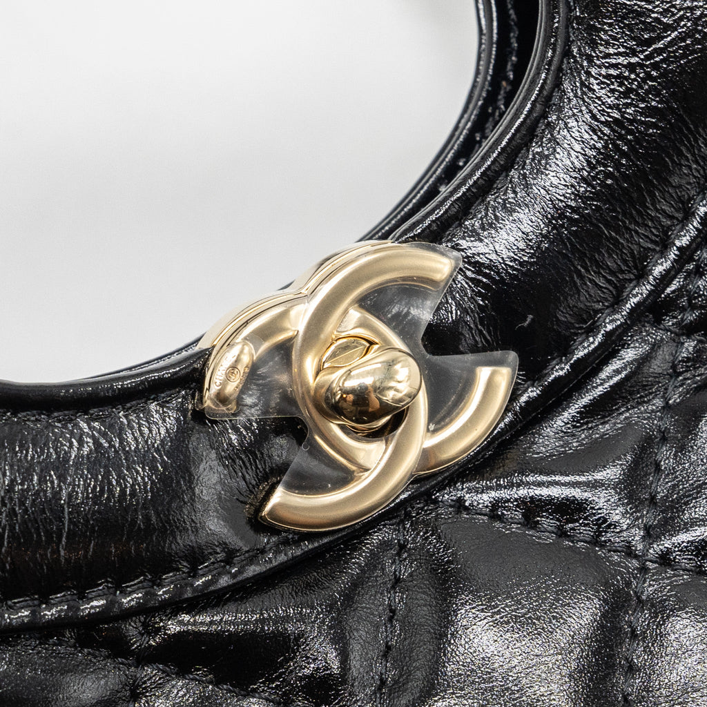 CHANEL 24C MINI 31 BAG SHINY CALFSKIN BLACK LGHW (MICROCHIP)