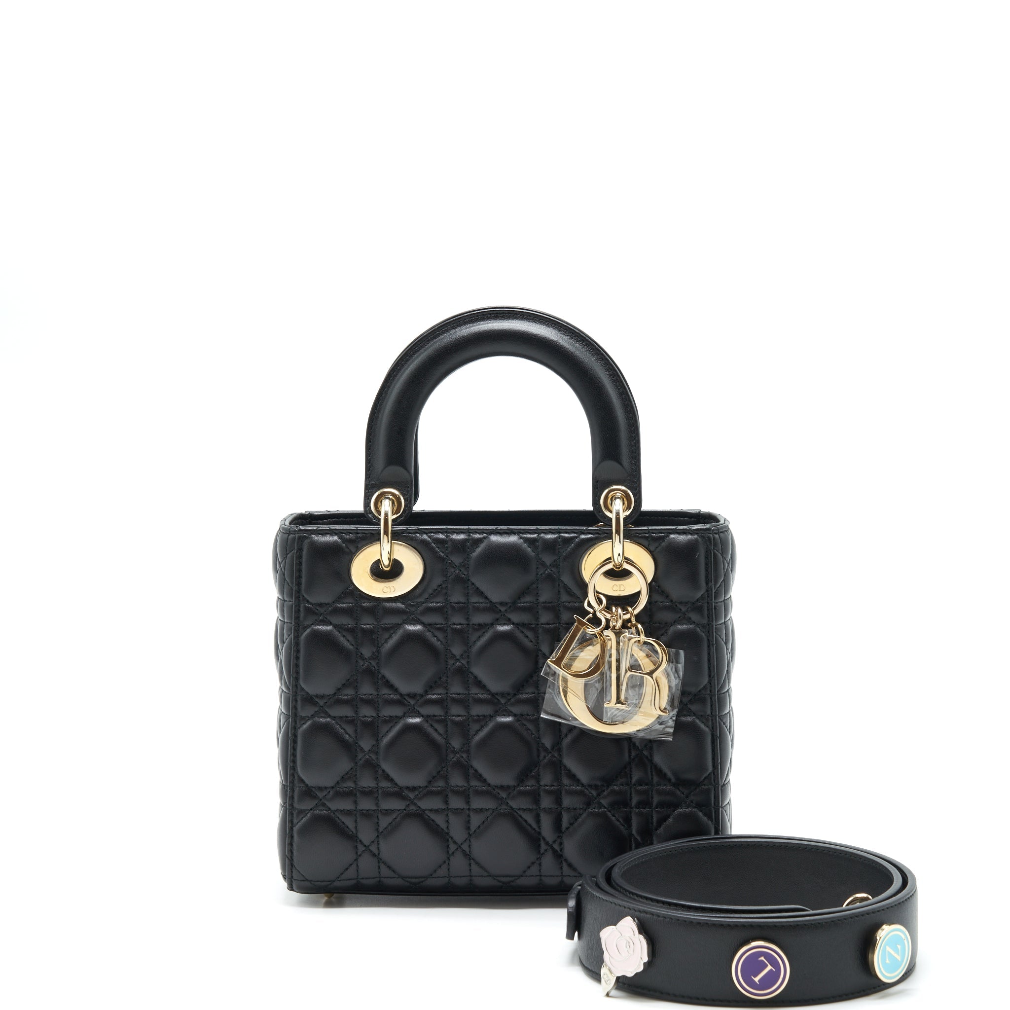 DIOR LADY DIOR SMALL MY ABC BAG LAMBSKIN BLACK LGHW