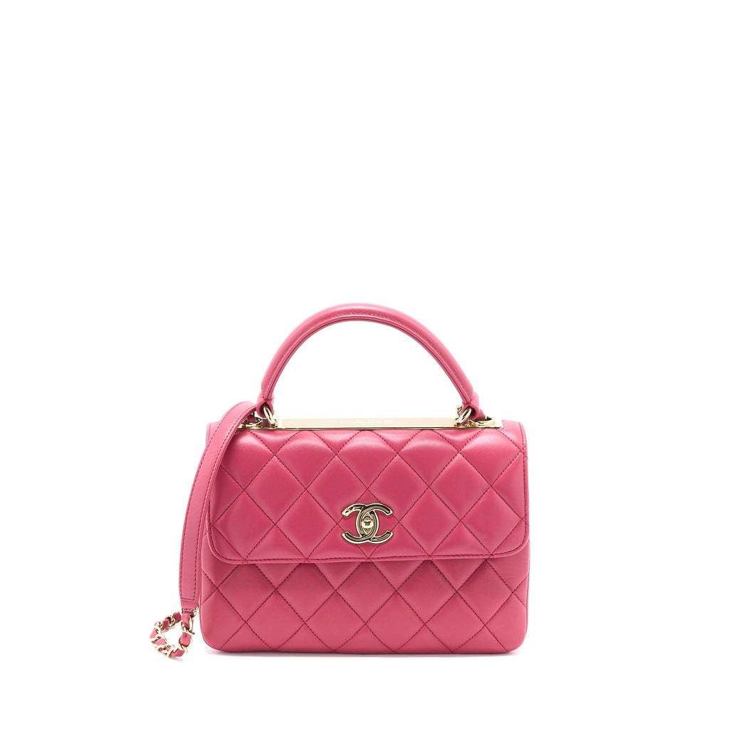CHANEL TOP HANDLE TRENDY CC FLAP BAG LAMBSKIN PINK LGHW