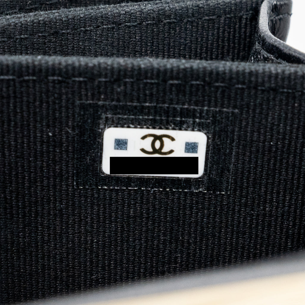 CHANEL TOP HANDLE MINI FLAP BAG WITH CHAIN LAMBSKIN BLACK LGHW (MICROCHIP)