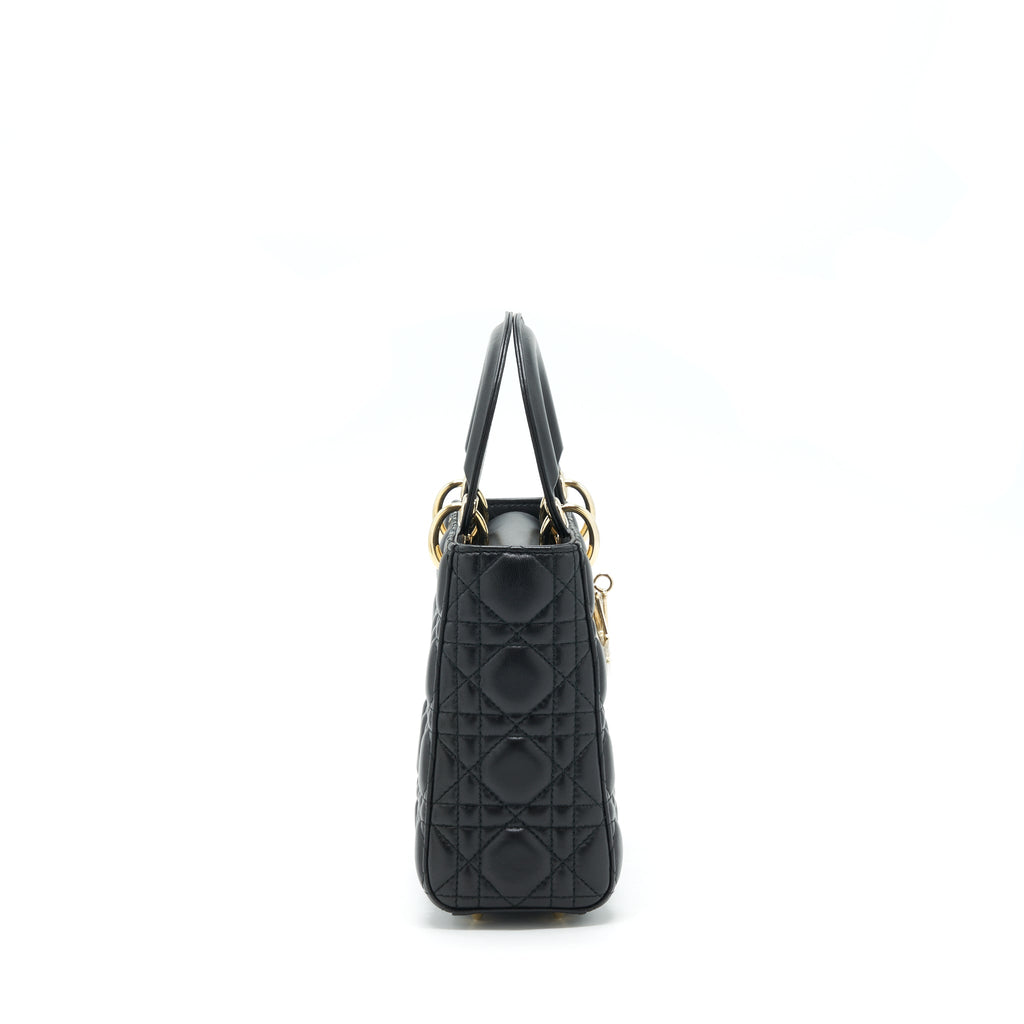 DIOR LADY DIOR SMALL MY ABC BAG LAMBSKIN BLACK LGHW