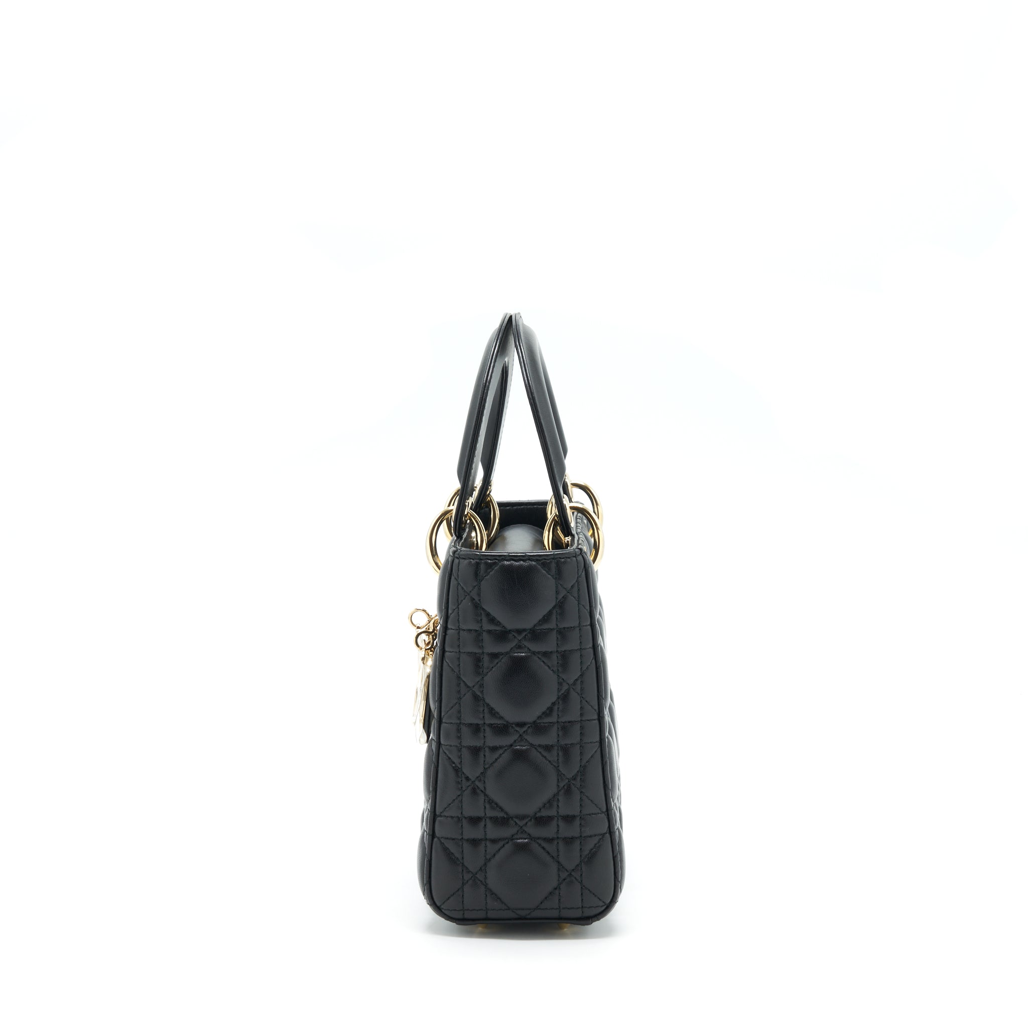 DIOR LADY DIOR SMALL MY ABC BAG LAMBSKIN BLACK LGHW