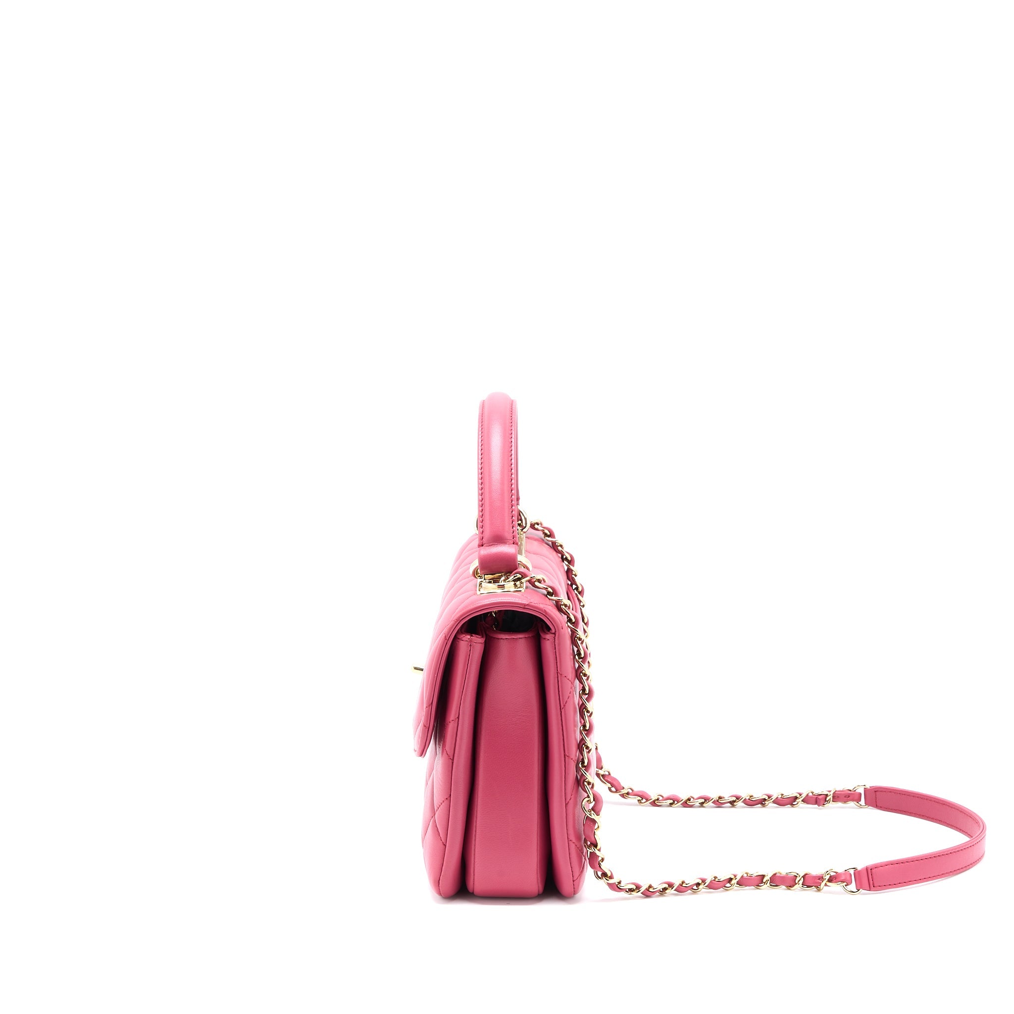 CHANEL TOP HANDLE TRENDY CC FLAP BAG LAMBSKIN PINK LGHW