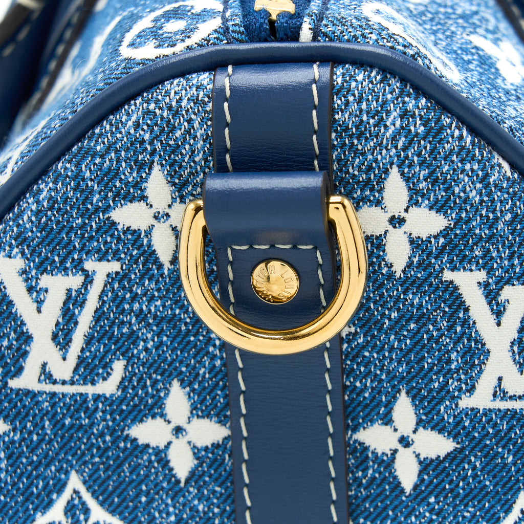 LOUIS VUITTON LIMITED EDITION SPEEDY BANDOULIERE 25 DENIM BLUE GHW (NEW VERSION)