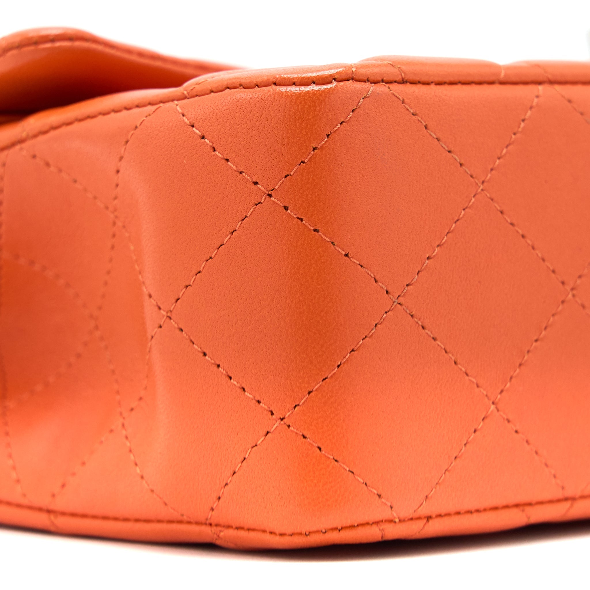 CHANEL MEDIUM CLASSIC DOUBLE FLAP BAG LAMBSKIN ORANGE SHW