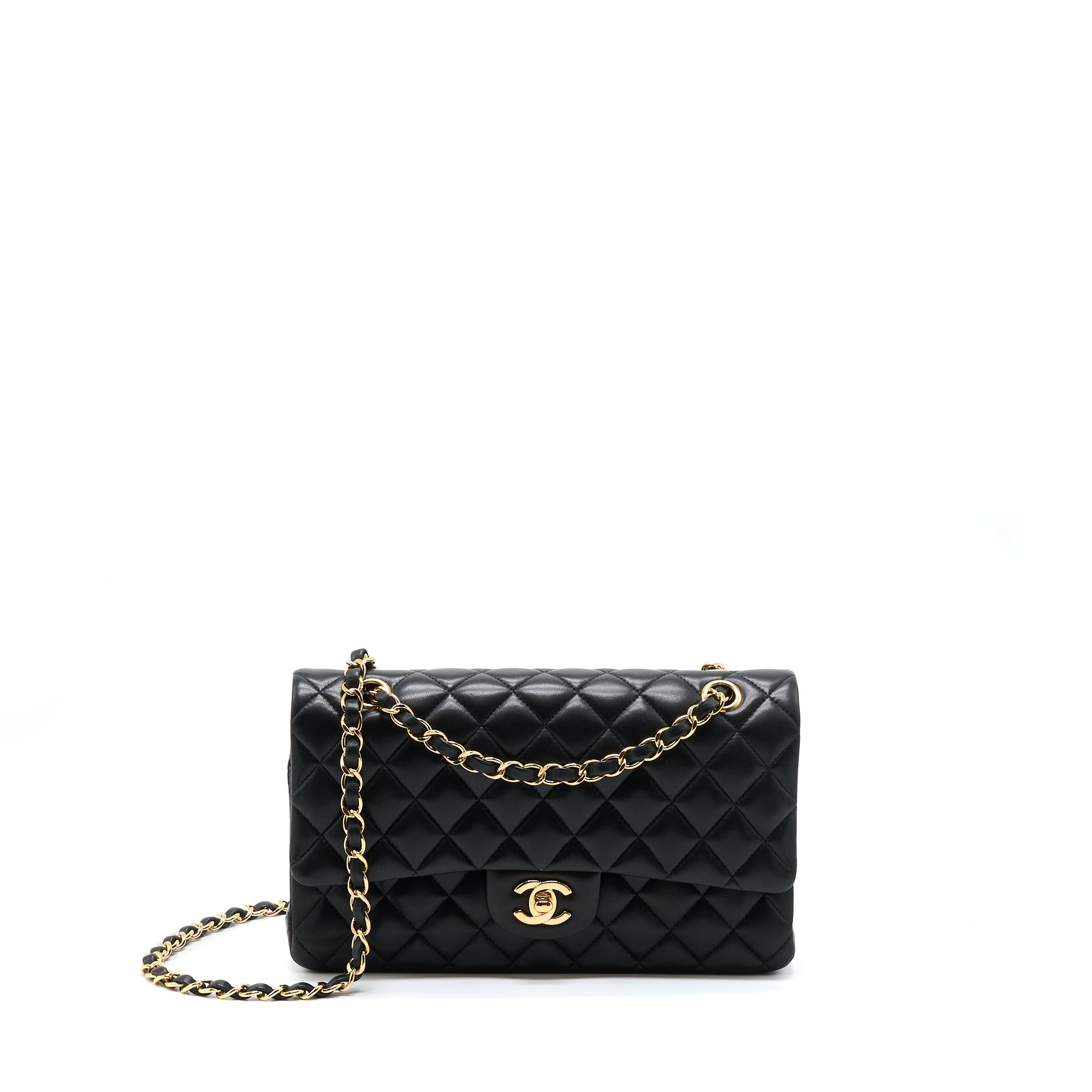 CHANEL CLASSIC DOUBLE FLAP BAG LAMBSKIN BLACK GHW