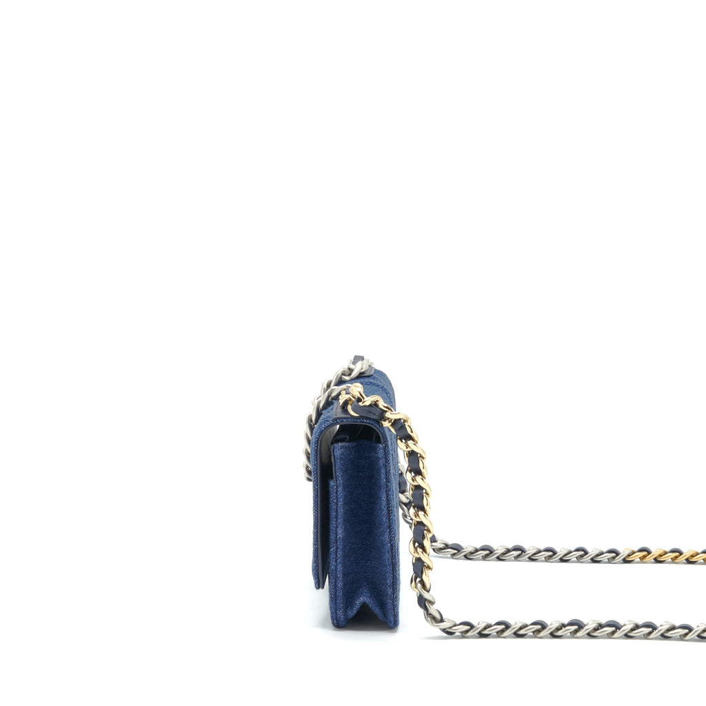 CHANEL 22P DENIM 19 WALLET ON CHAIN MULTICOLOUR HARDWARE(MICROCHIP)