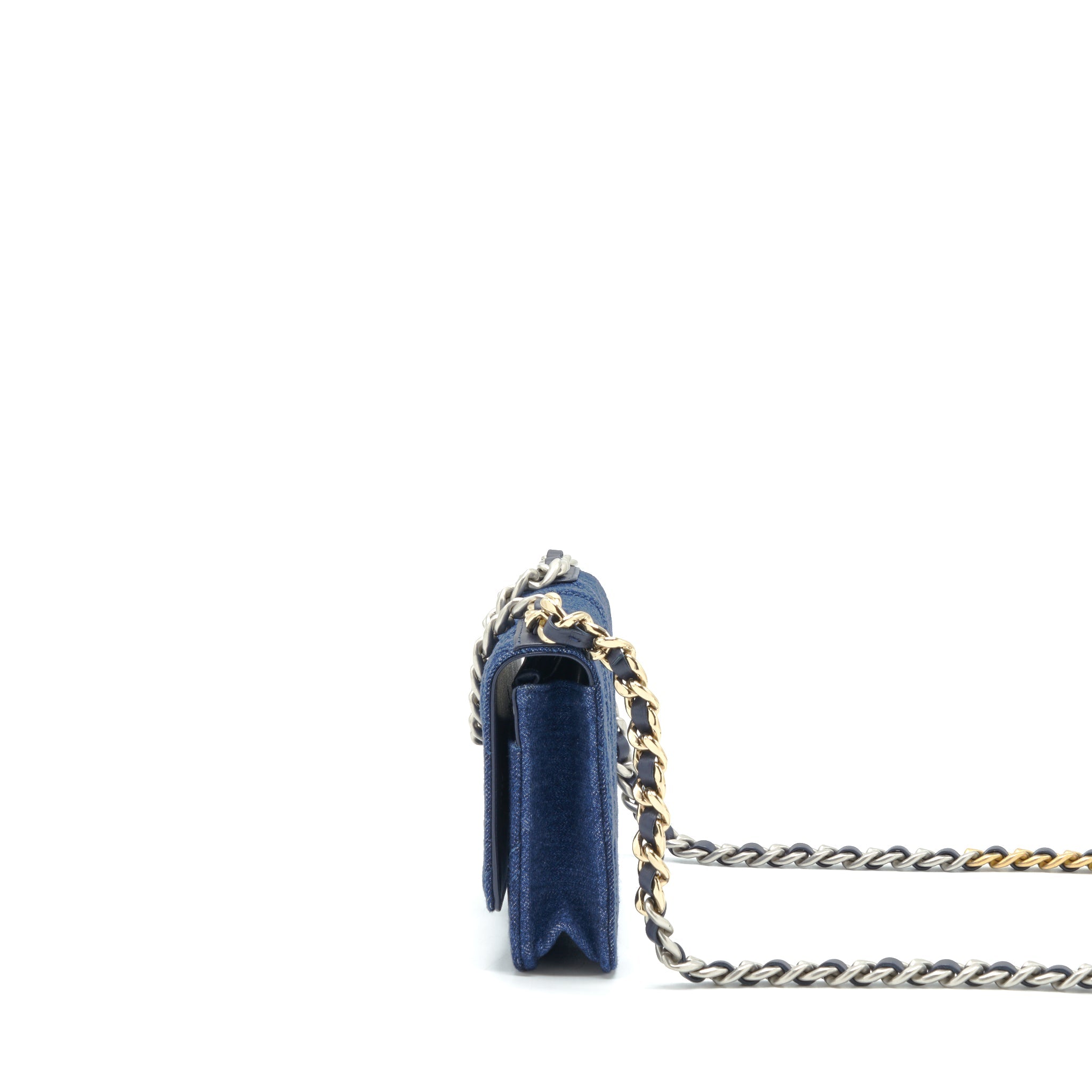 CHANEL 22P DENIM 19 WALLET ON CHAIN MULTICOLOUR HARDWARE(MICROCHIP)