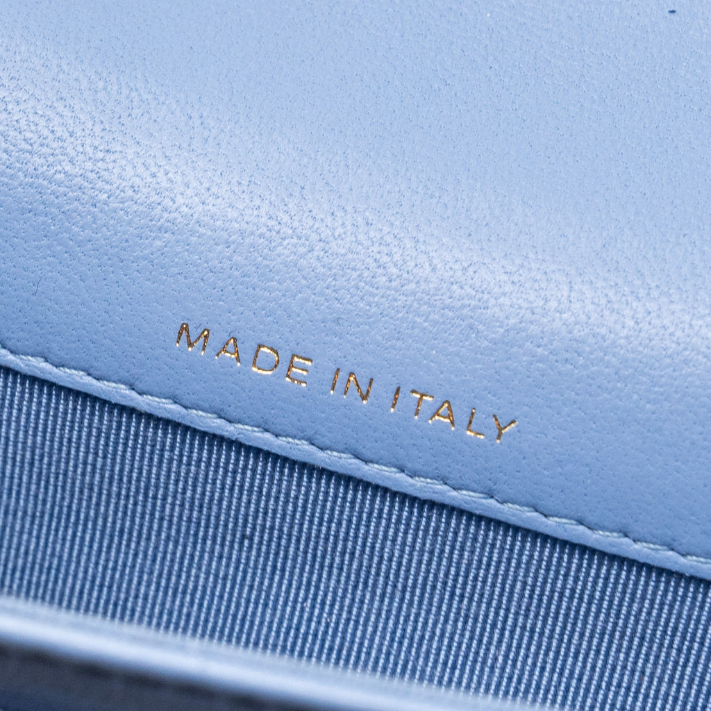 CHANEL CLASSIC FLAP CARD HOLDER LAMBSKIN LIGHT BLUE LGHW