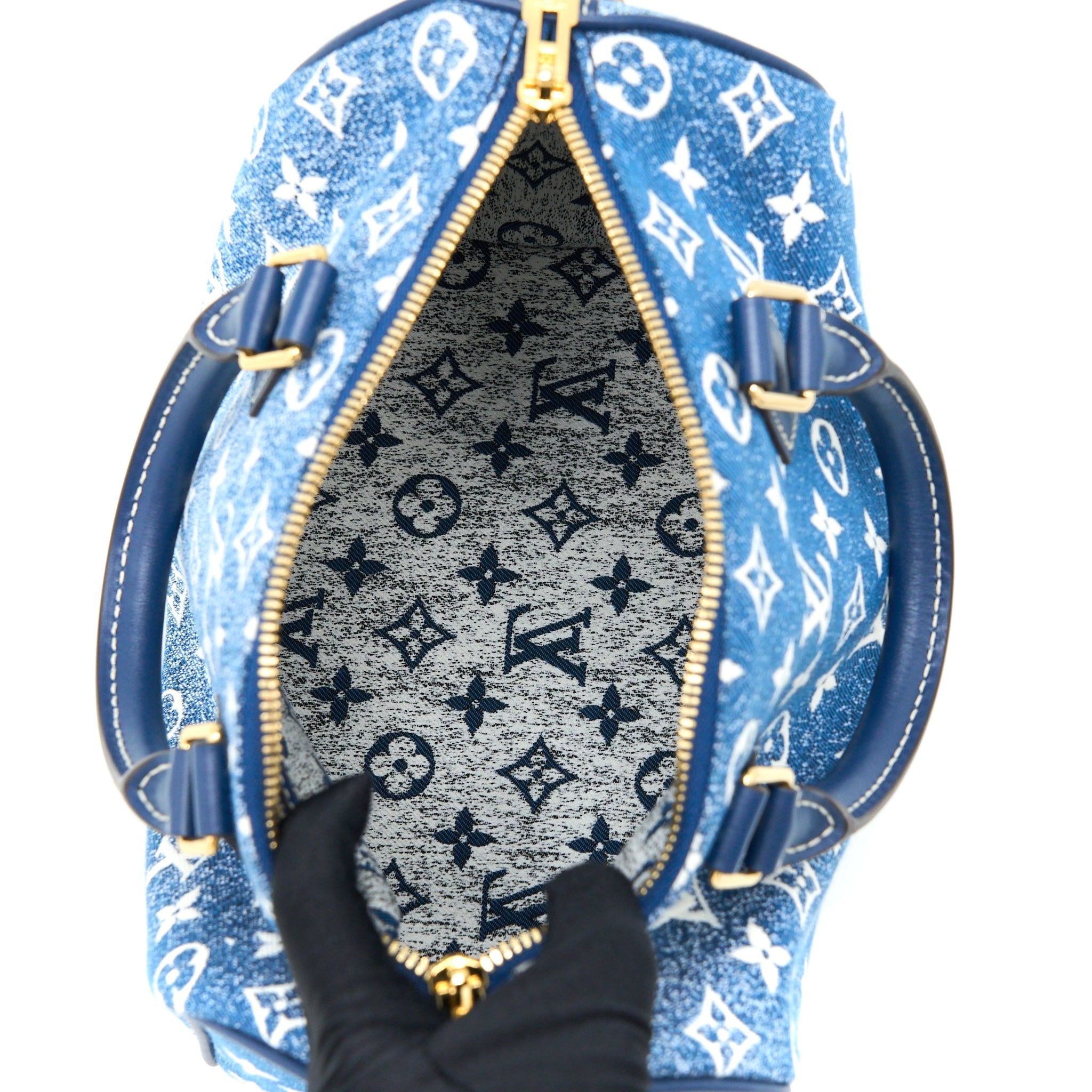 LOUIS VUITTON LIMITED EDITION SPEEDY BANDOULIERE 25 DENIM BLUE GHW (NEW VERSION)