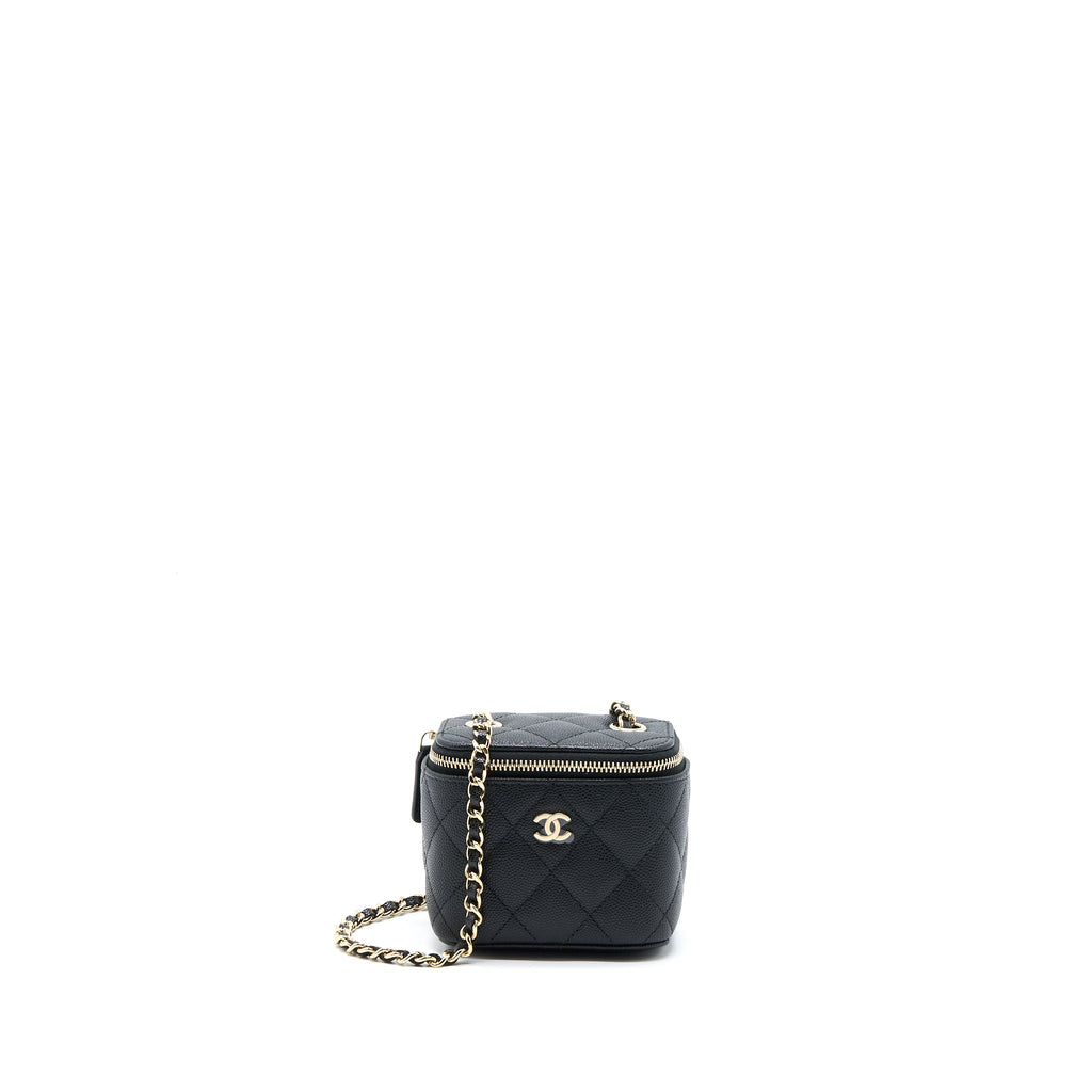 CHANEL MINI SQUARE VANITY CASE CAVIAR BLACK LGHW