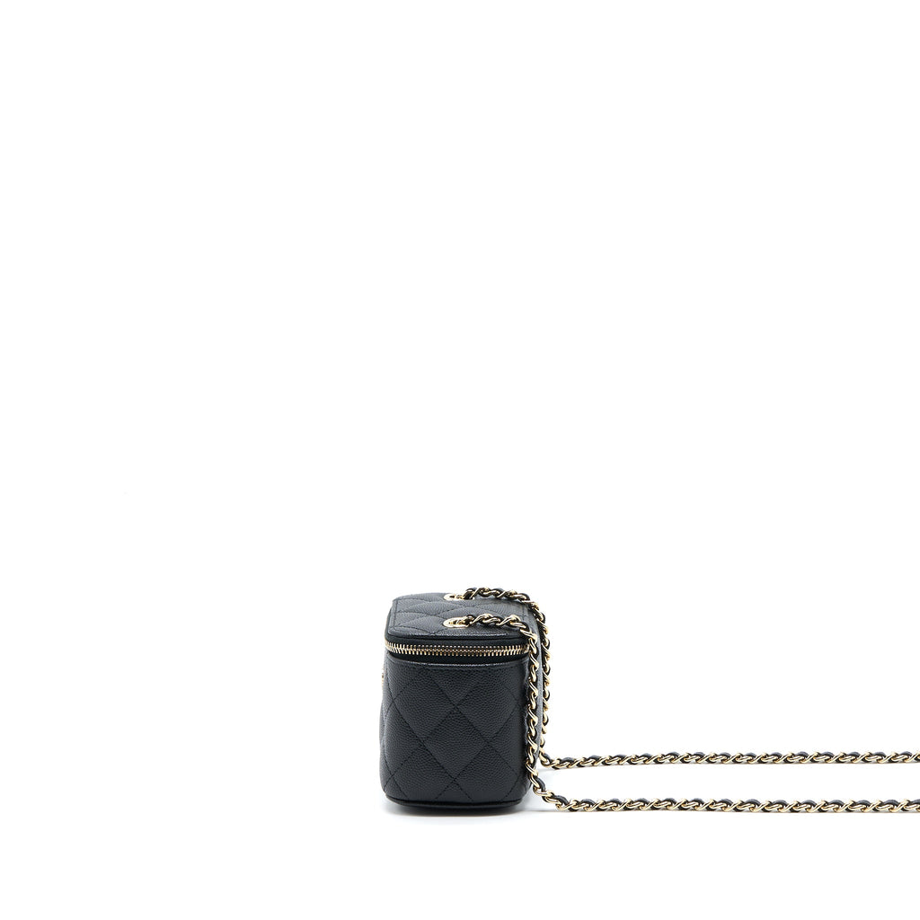CHANEL MINI SQUARE VANITY CASE CAVIAR BLACK LGHW