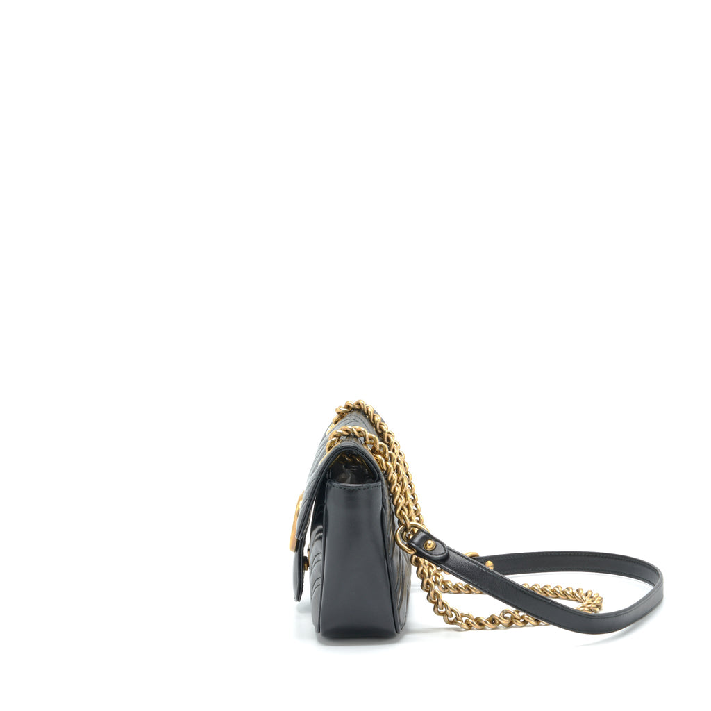 GUCCI MINI MARMONT MATELASSE BAG BLACK GHW