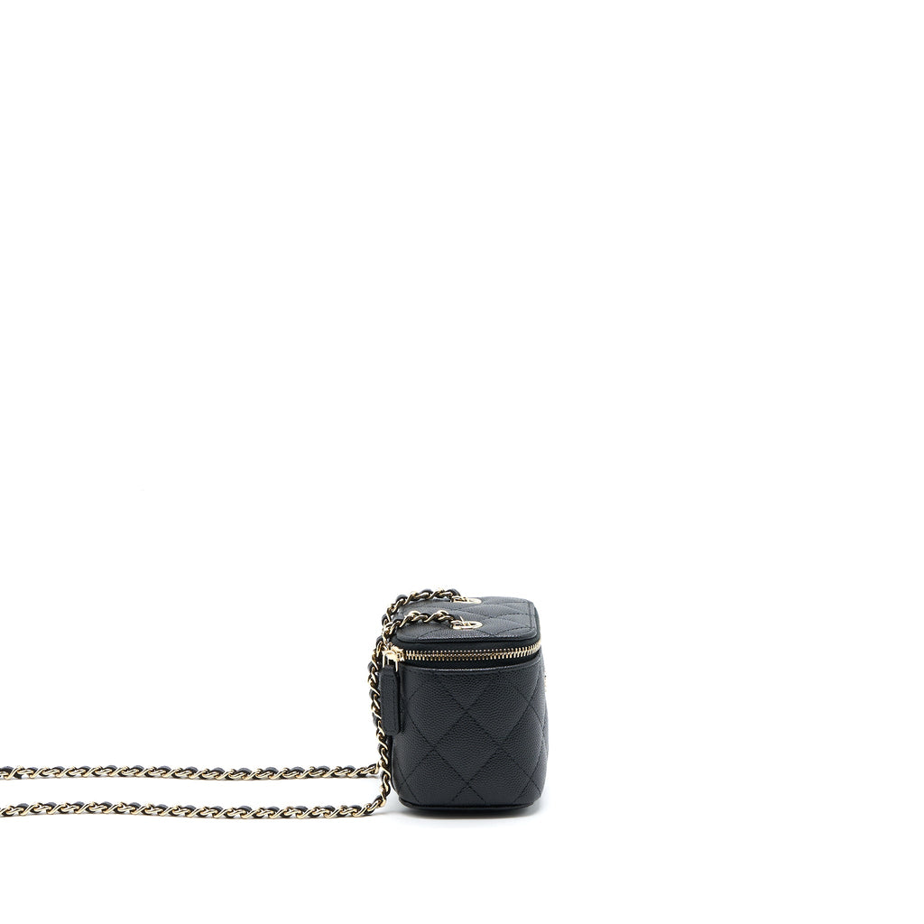 CHANEL MINI SQUARE VANITY CASE CAVIAR BLACK LGHW (MICROCHIP)
