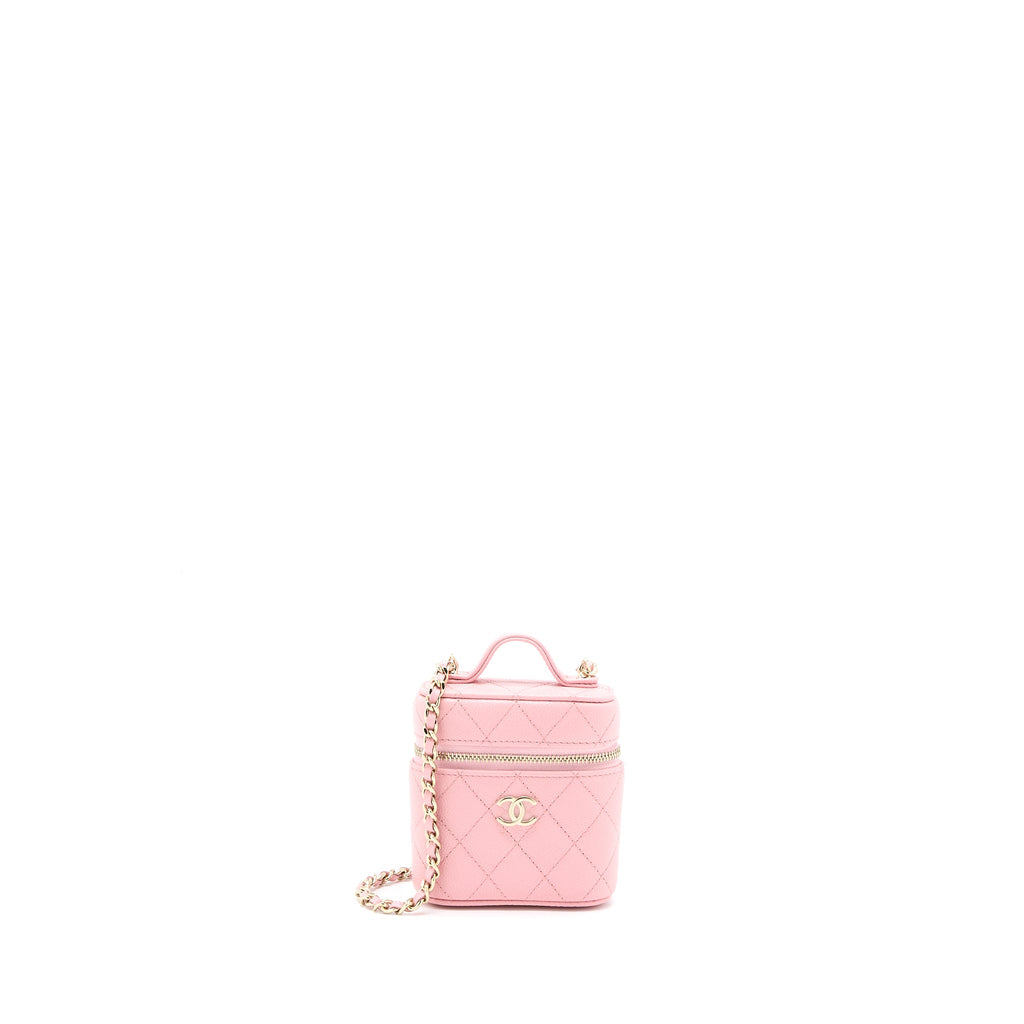 CHANEL MINI TOP HANDLE VANITY CASE CAVIAR PINK LGHW