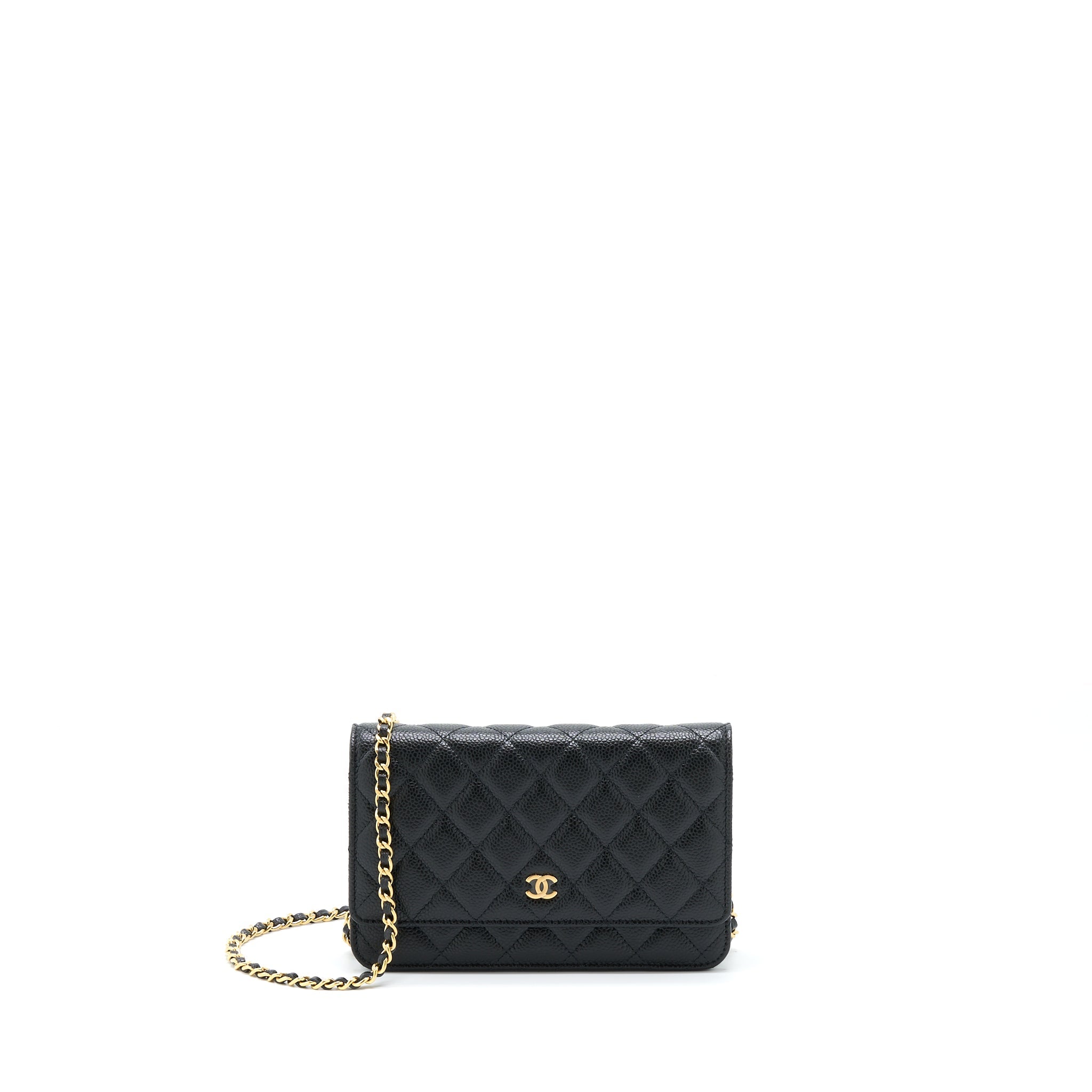CHANEL CLASSIC WALLET ON CHAIN CAVIAR BLACK GHW (MICROCHIP)