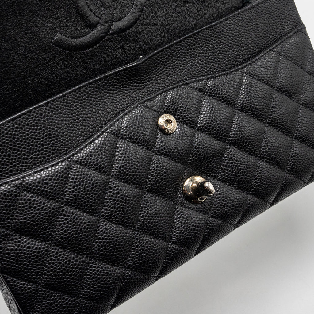 CHANEL MEDIUM CLASSIC DOUBLE FLAP BAG CAVIAR BLACK SHW