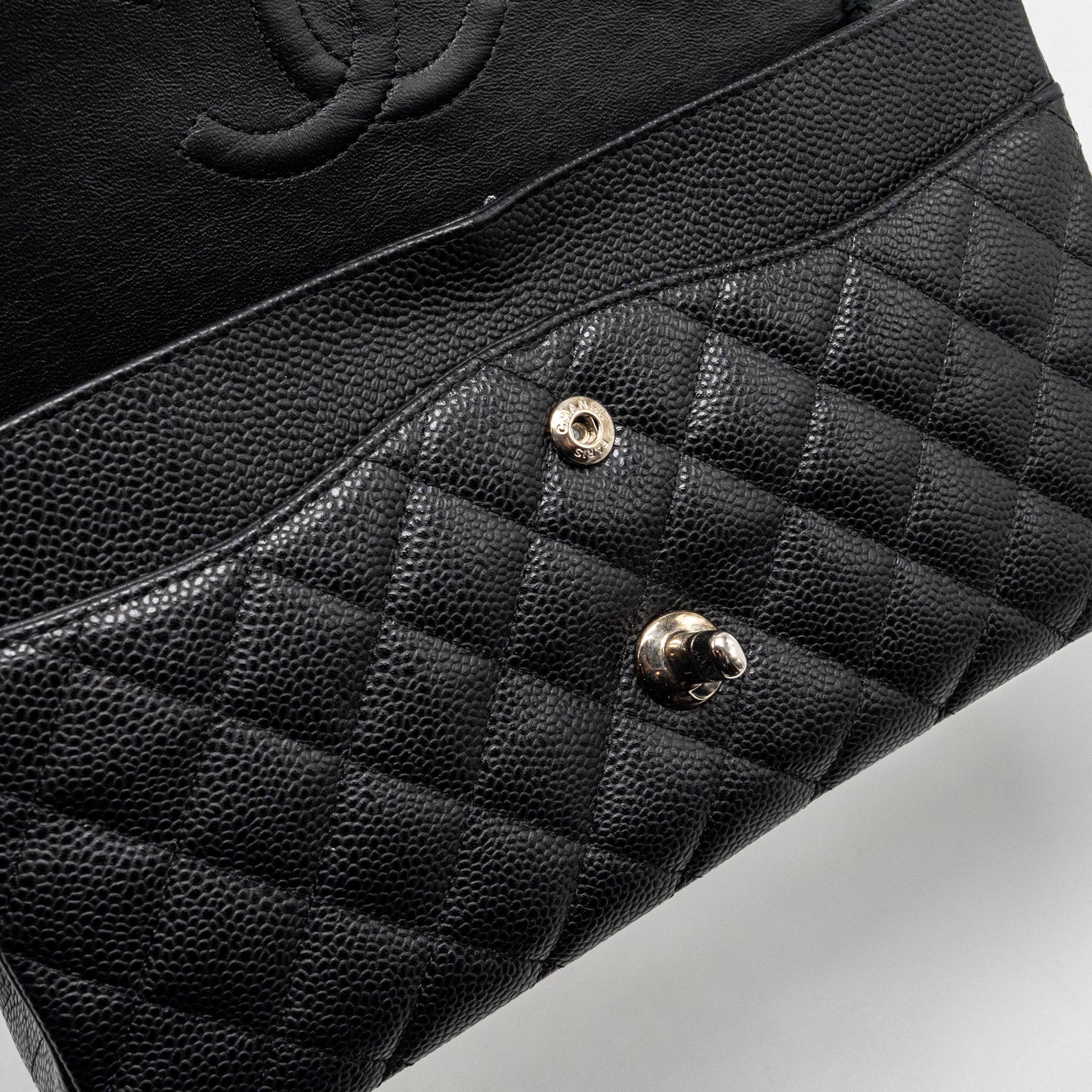 CHANEL MEDIUM CLASSIC DOUBLE FLAP BAG CAVIAR BLACK SHW