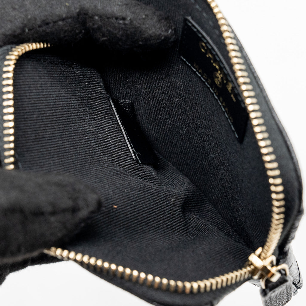 CHANEL DETAILED CC LOGO ZIPPER SMALL WALLET CAVIAR BLACK LGHW