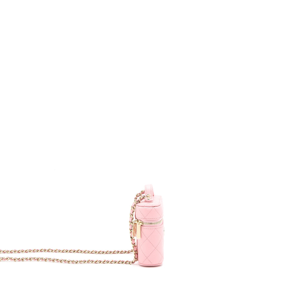 CHANEL MINI TOP HANDLE VANITY CASE CAVIAR PINK LGHW