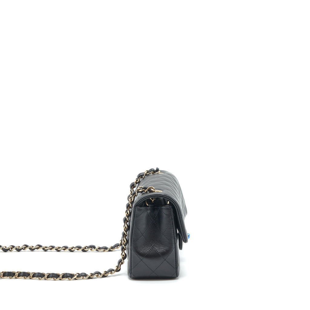 CHANEL MINI RECTANGULAR FLAP BAG LAMBSKIN BLACK LGHW (MICROCHIP)
