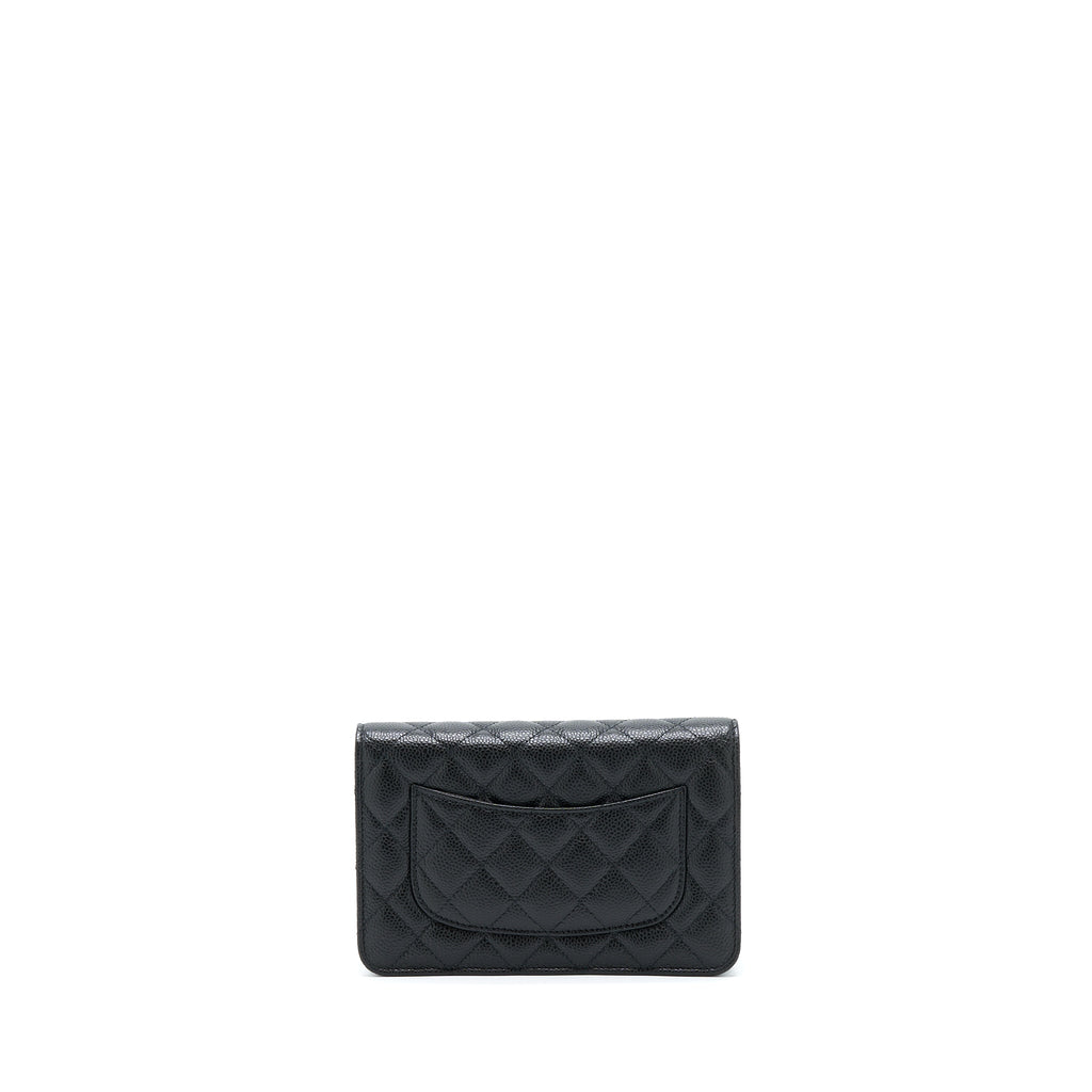 CHANEL CLASSIC WALLET ON CHAIN CAVIAR BLACK GHW (MICROCHIP)