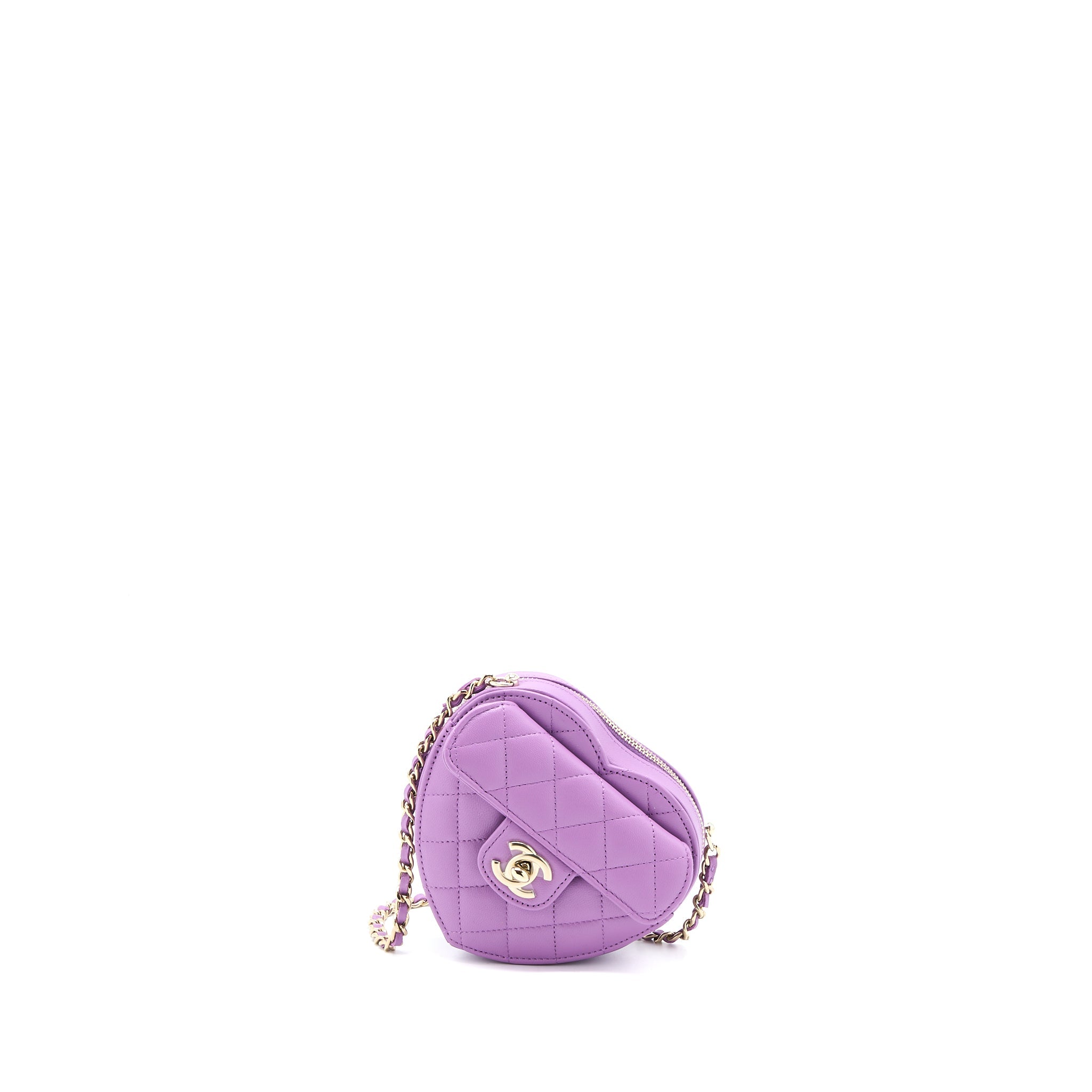 CHANEL SMALL HEART BAG LAMBSKIN PURPLE LGHW