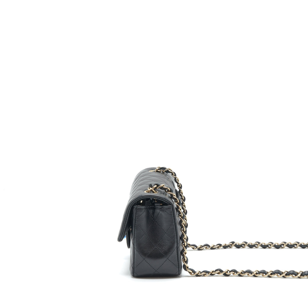 CHANEL MINI RECTANGULAR FLAP BAG LAMBSKIN BLACK LGHW (MICROCHIP)