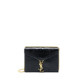SAINT LAURENT CASSANDRA CHAIN BAG CROC EMBOSSED LEATHER BLACK GHW