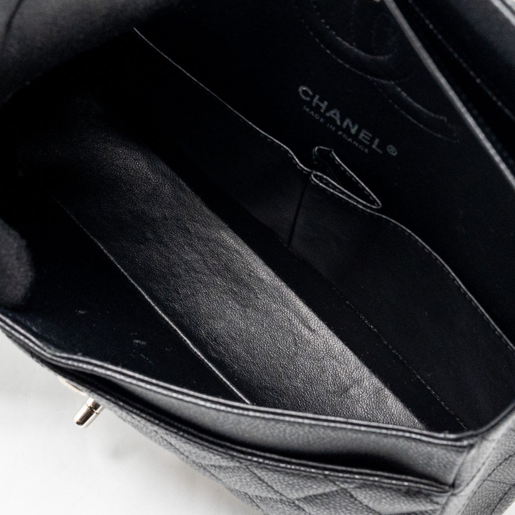 CHANEL MEDIUM CLASSIC DOUBLE FLAP BAG CAVIAR BLACK SHW