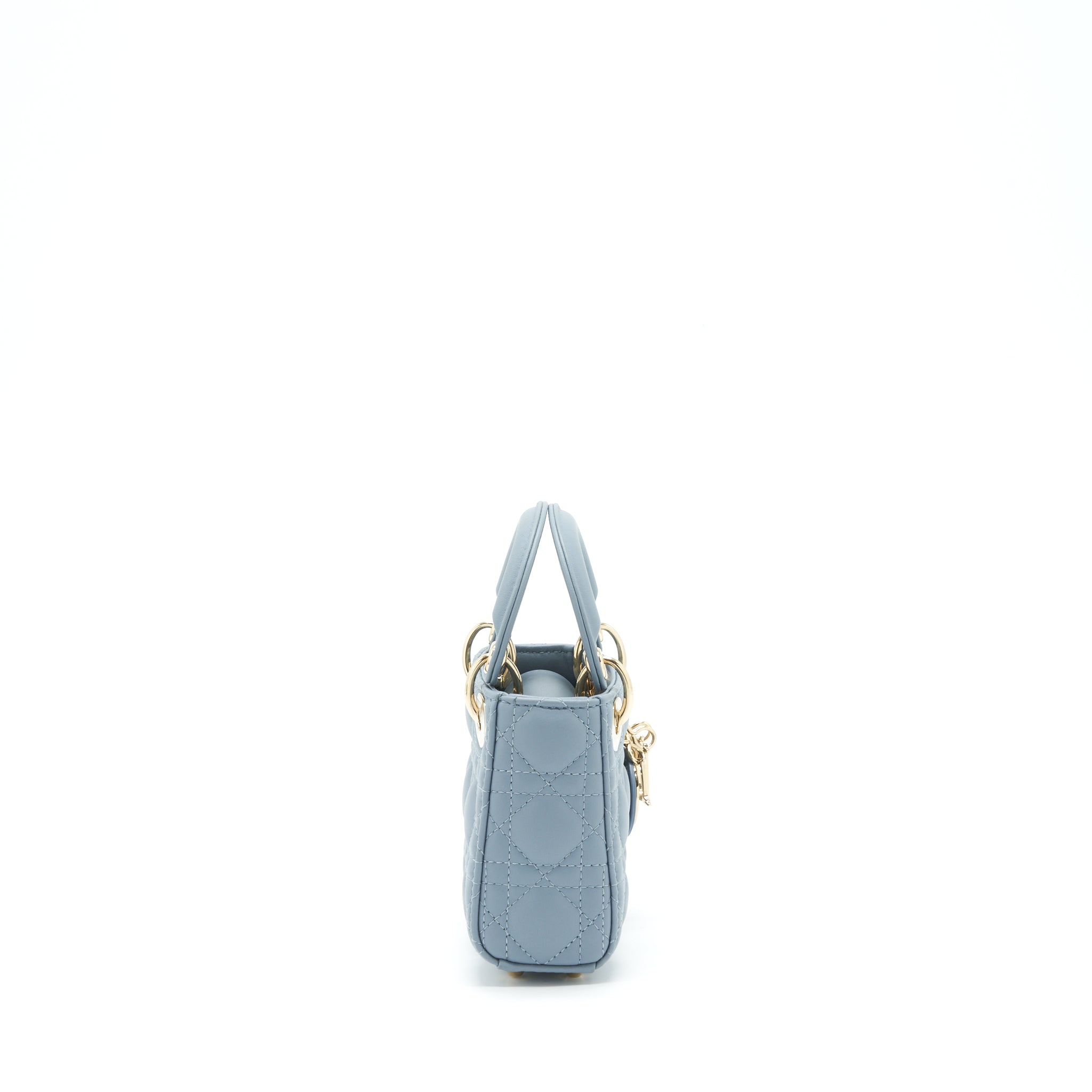 DIOR MICRO LADY DIOR BAG CANNAGE LAMBSKIN CLOUD BLUE LGHW