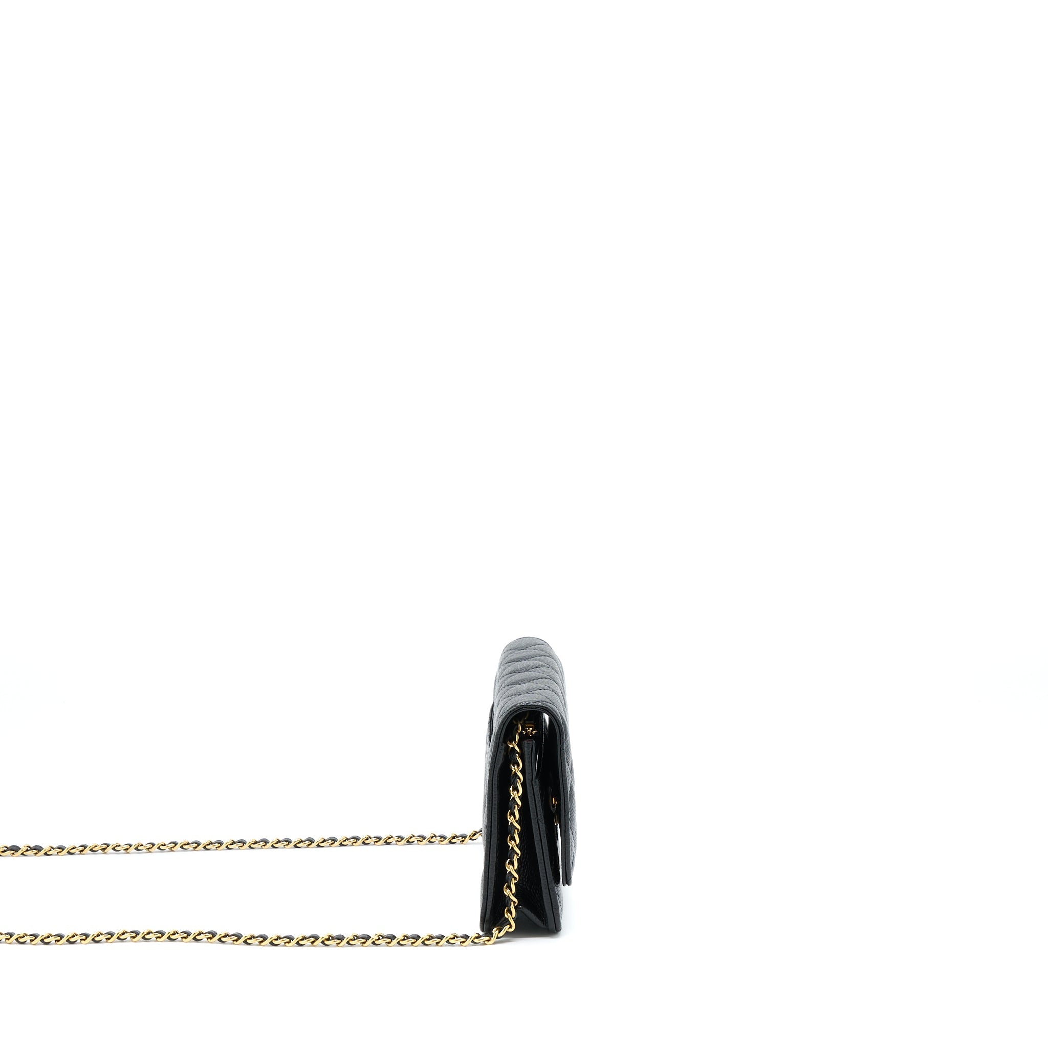 CHANEL CLASSIC WALLET ON CHAIN CAVIAR BLACK GHW (MICROCHIP)