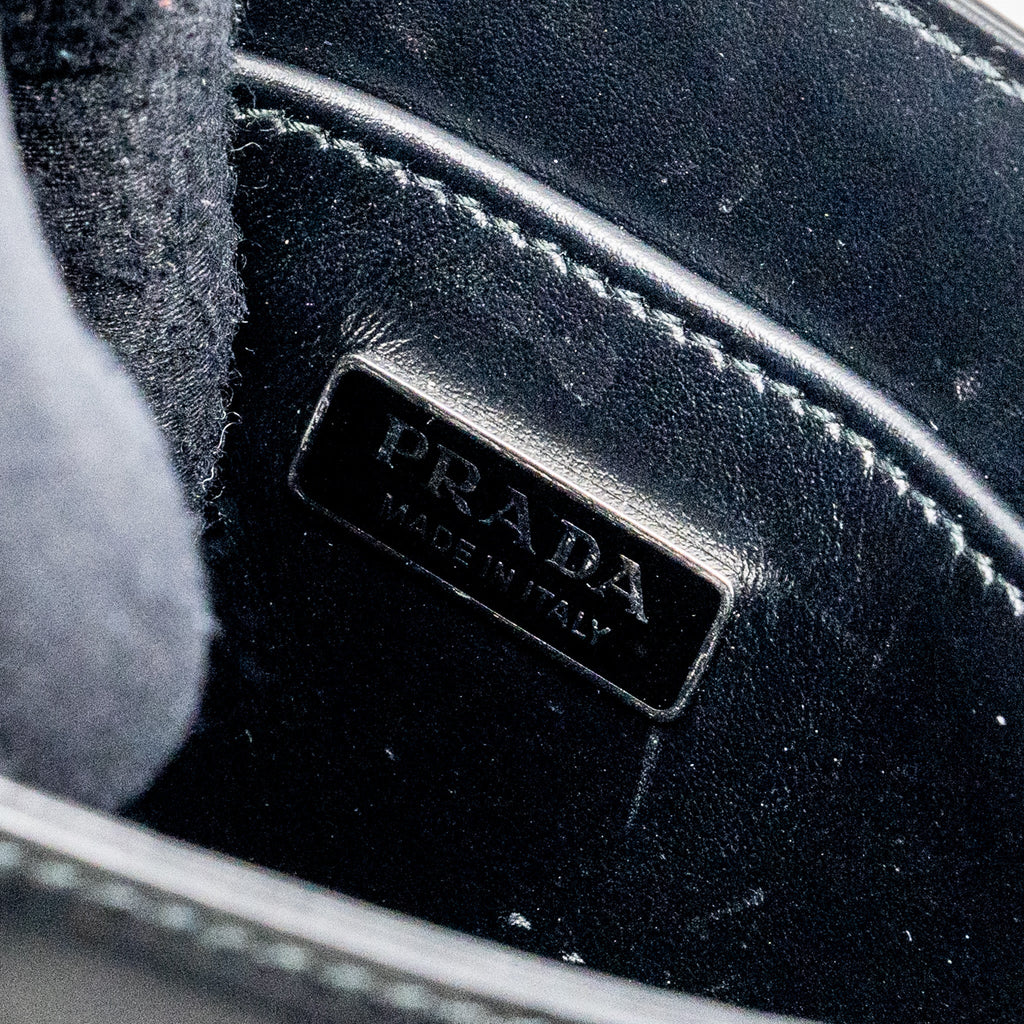 PRADA SMALL BRUSHED LEATHER TOTE BLACK SHW