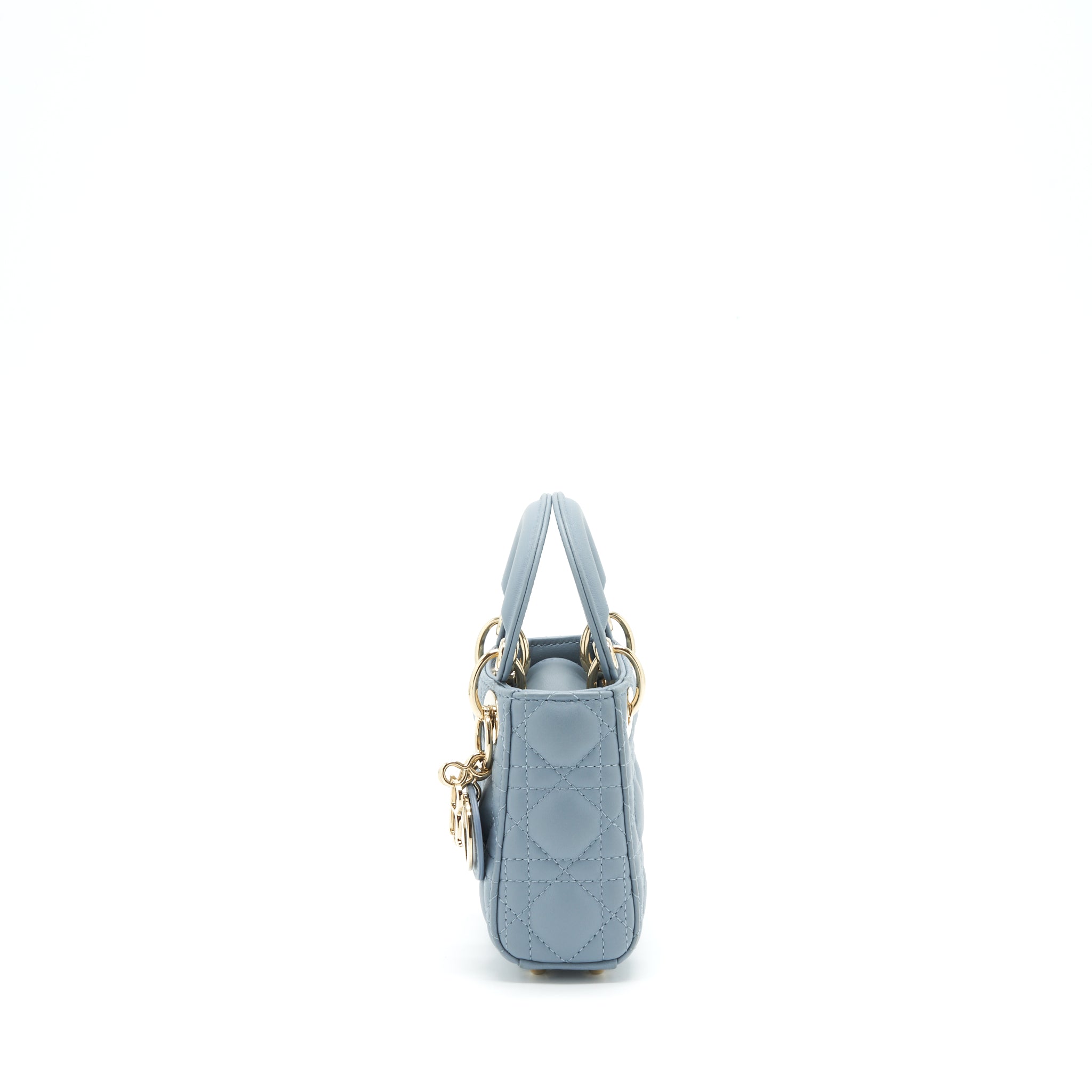 DIOR MICRO LADY DIOR BAG CANNAGE LAMBSKIN CLOUD BLUE LGHW