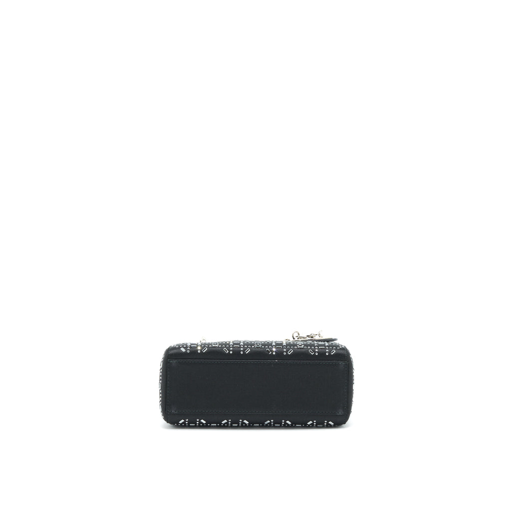 DIOR MINI LADY DIOR SATIN BLACK WITH CRYSTAL BLACK SHW