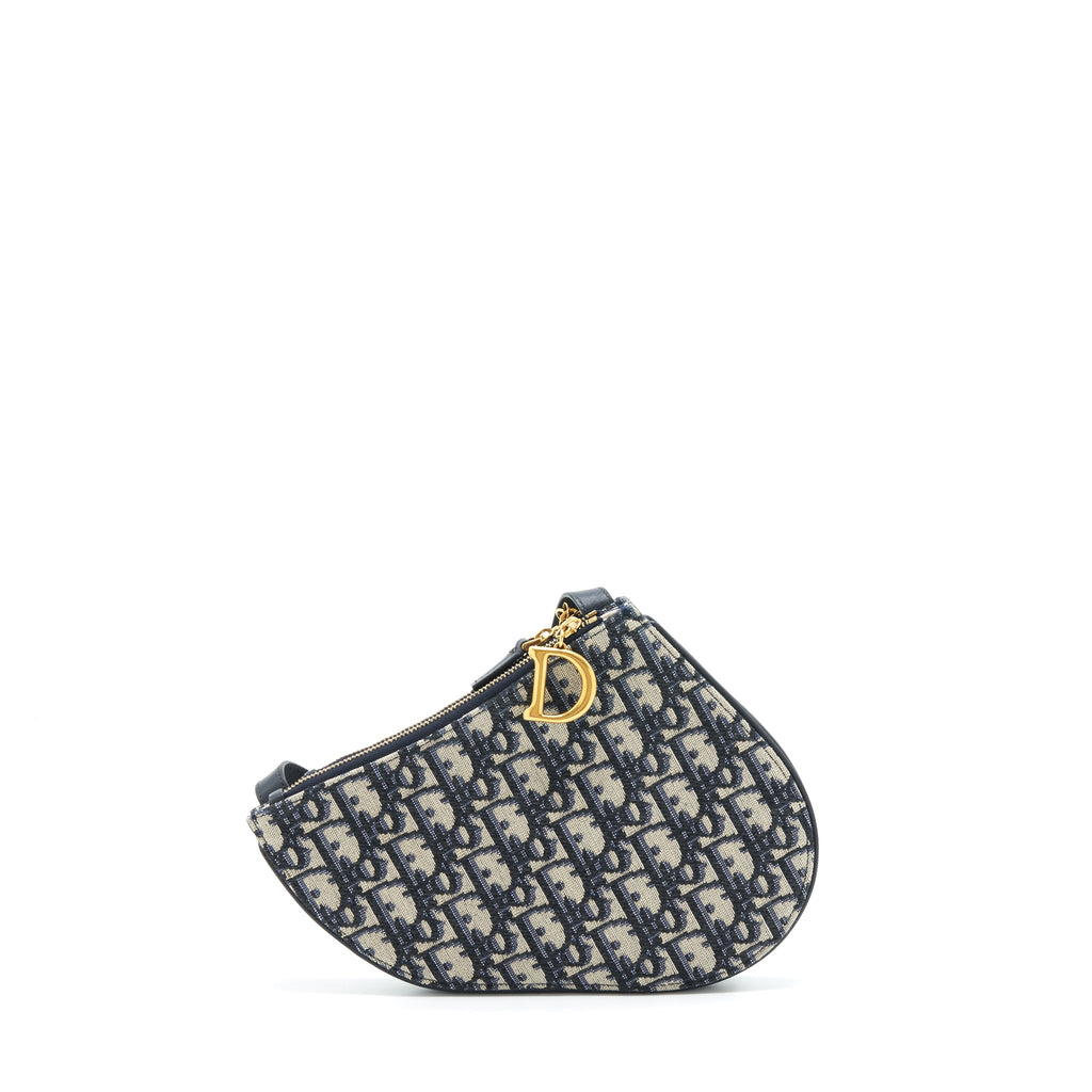 DIOR SADDLE POUCH BLUE OBLIQUE CANVAS GHW