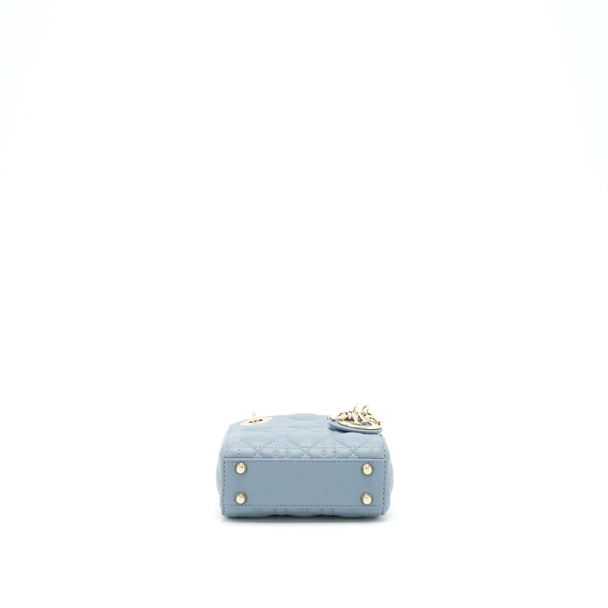 DIOR MICRO LADY DIOR BAG CANNAGE LAMBSKIN CLOUD BLUE LGHW