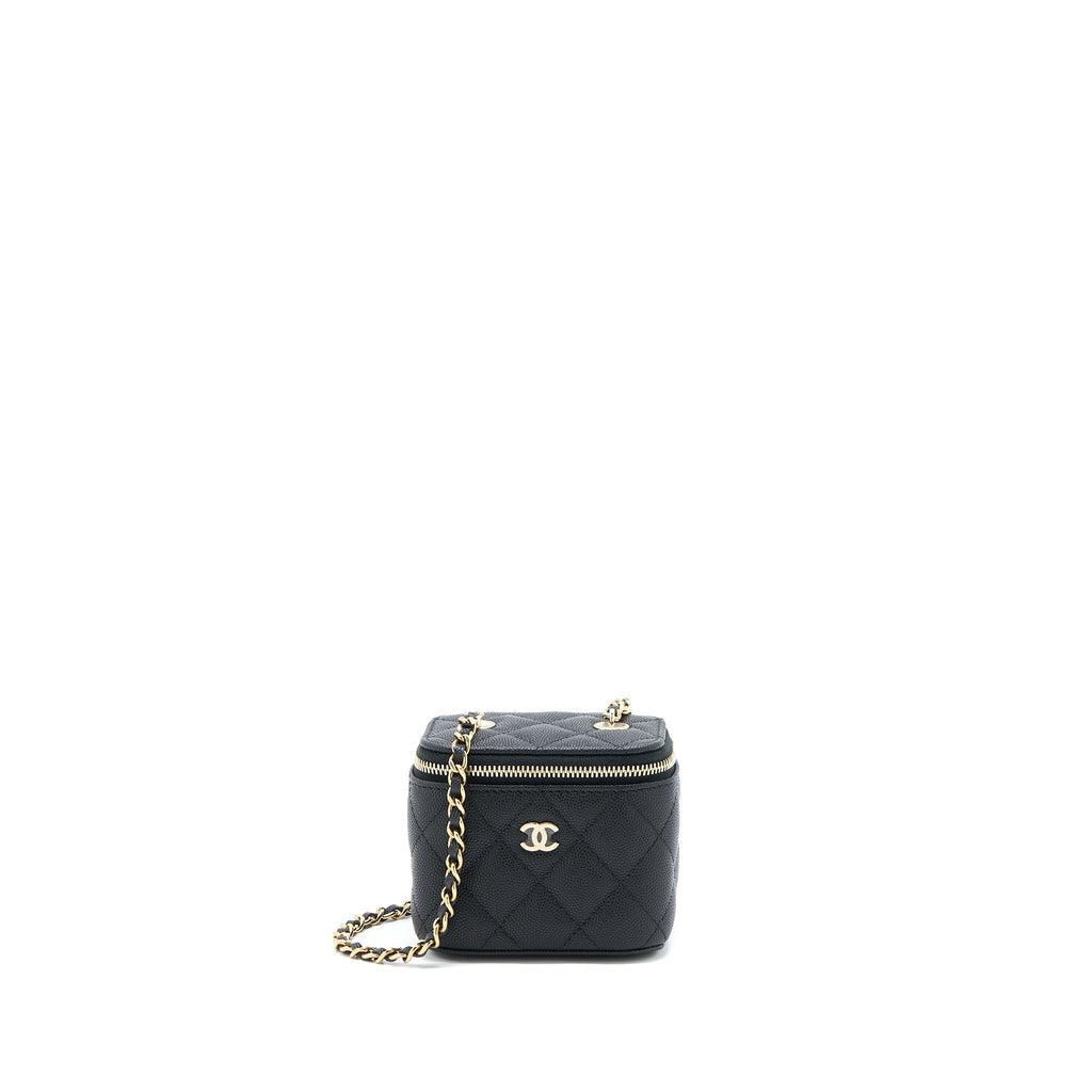 CHANEL 23C MINI VANITY WITH CHAIN CAVIAR BLACK LGHW
