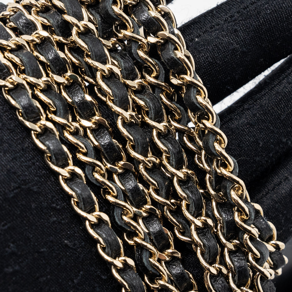 CHANEL QUILTED SUPER MINI TOTE WITH CHAIN LAMBSKIN BLACK LGHW