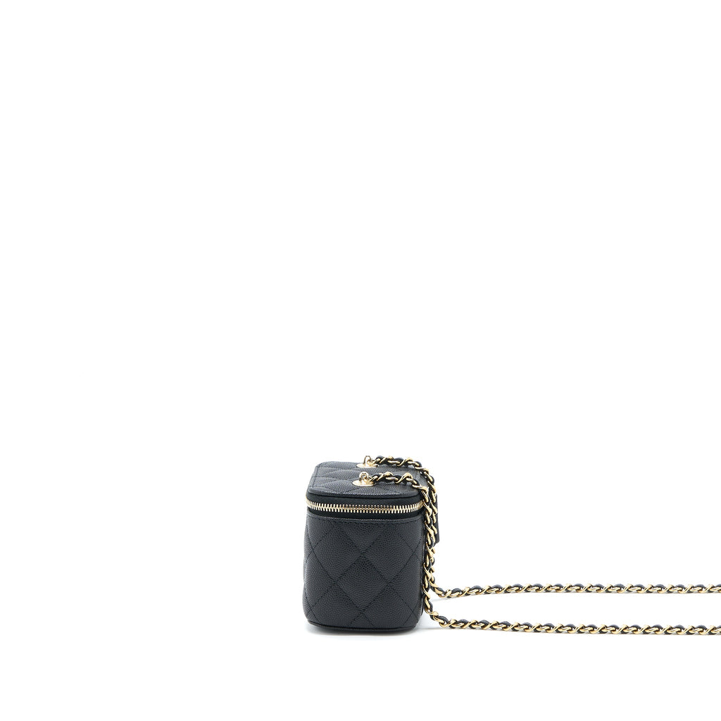 CHANEL 23C MINI VANITY WITH CHAIN CAVIAR BLACK LGHW
