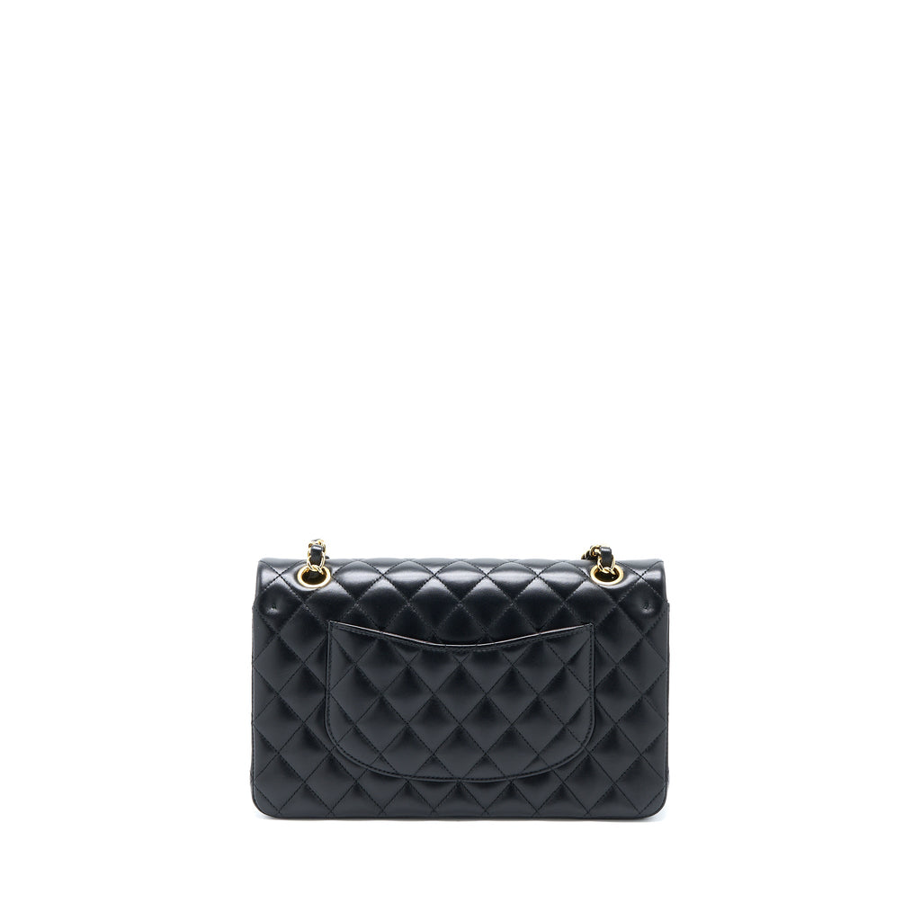 CHANEL MEDIUM CLASSIC DOUBLE FLAP BAG LAMBSKIN BLACK GHW