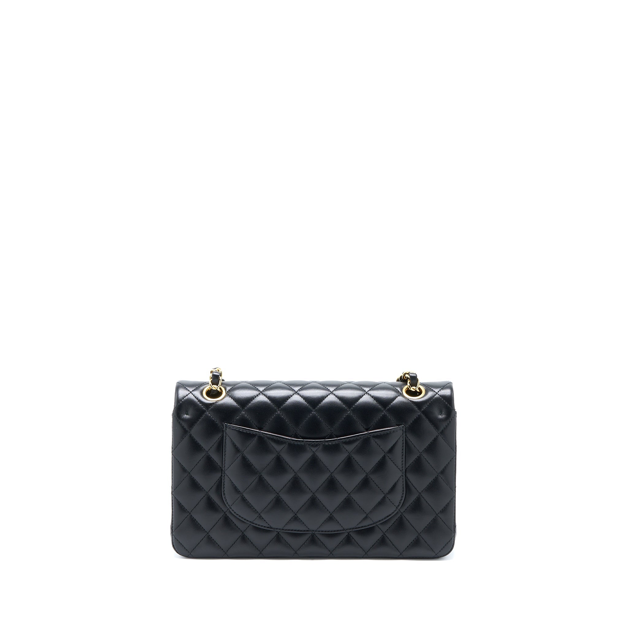 CHANEL MEDIUM CLASSIC DOUBLE FLAP BAG LAMBSKIN BLACK GHW