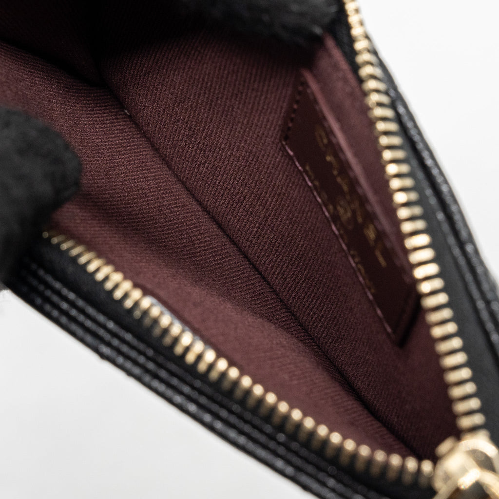 CHANEL FLAP WITH ZIP CARD HOLDER CAVIAR BLACK GHW (MICROCHIP)