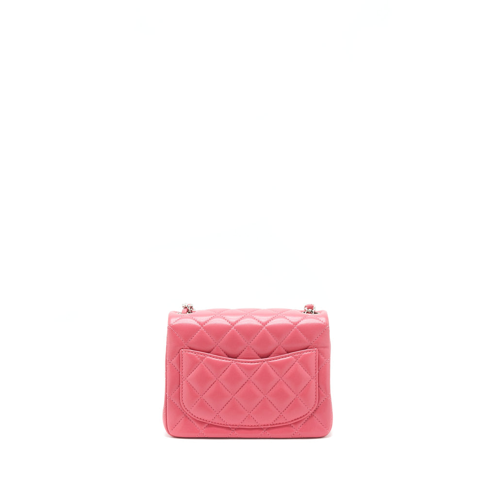 CHANEL MINI SQUARE FLAP BAG LAMBSKIN PINK SHW