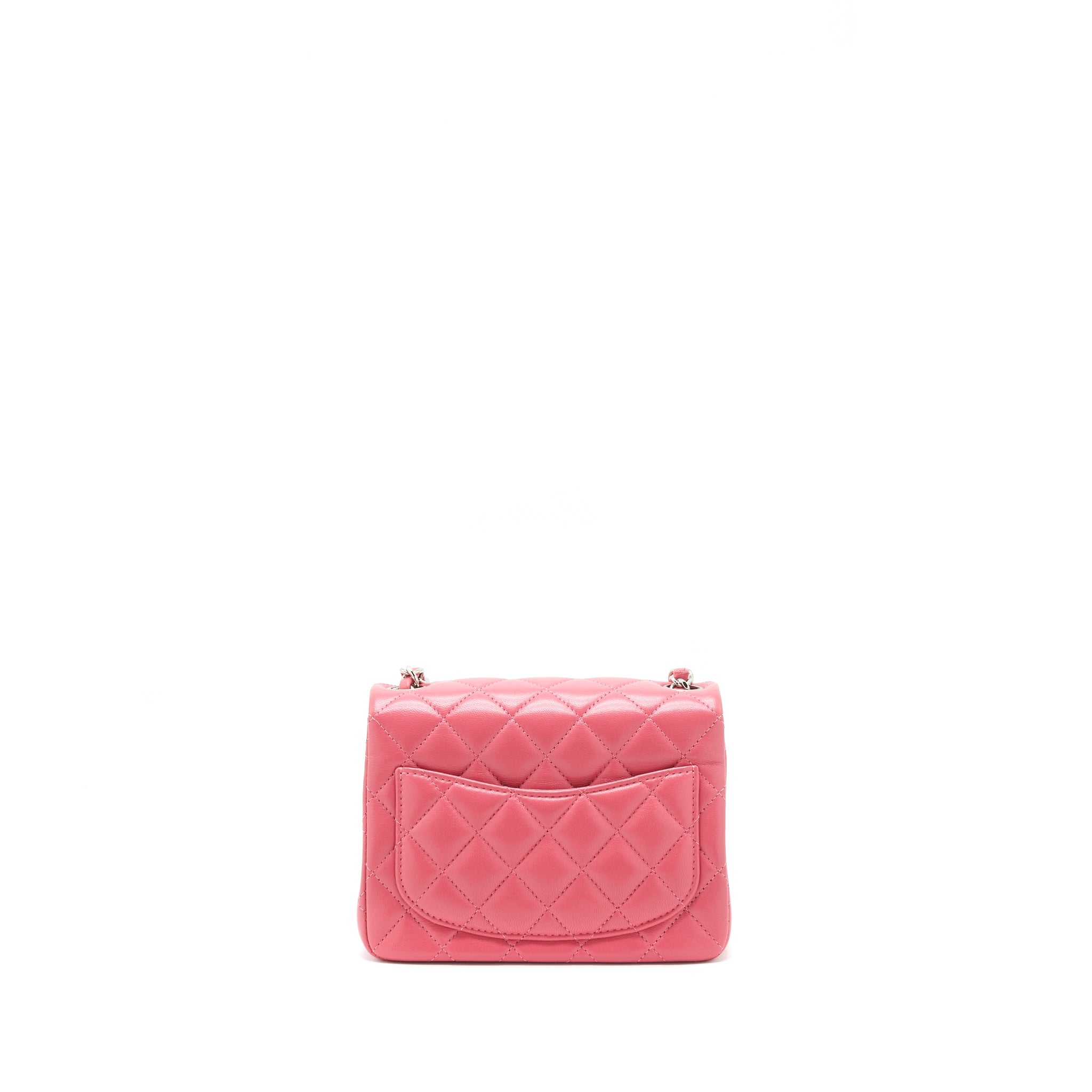 CHANEL MINI SQUARE FLAP BAG LAMBSKIN PINK SHW