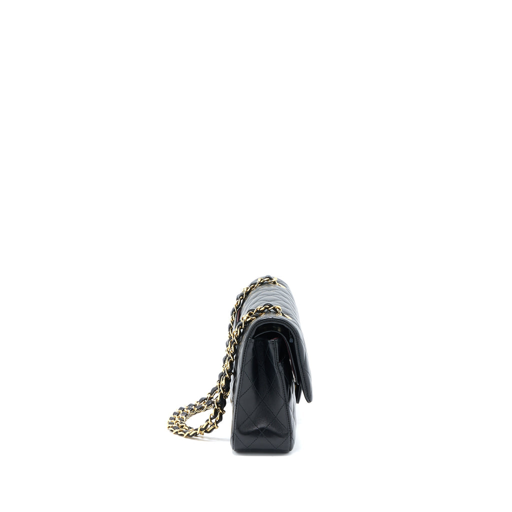 CHANEL MEDIUM CLASSIC DOUBLE FLAP BAG LAMBSKIN BLACK GHW