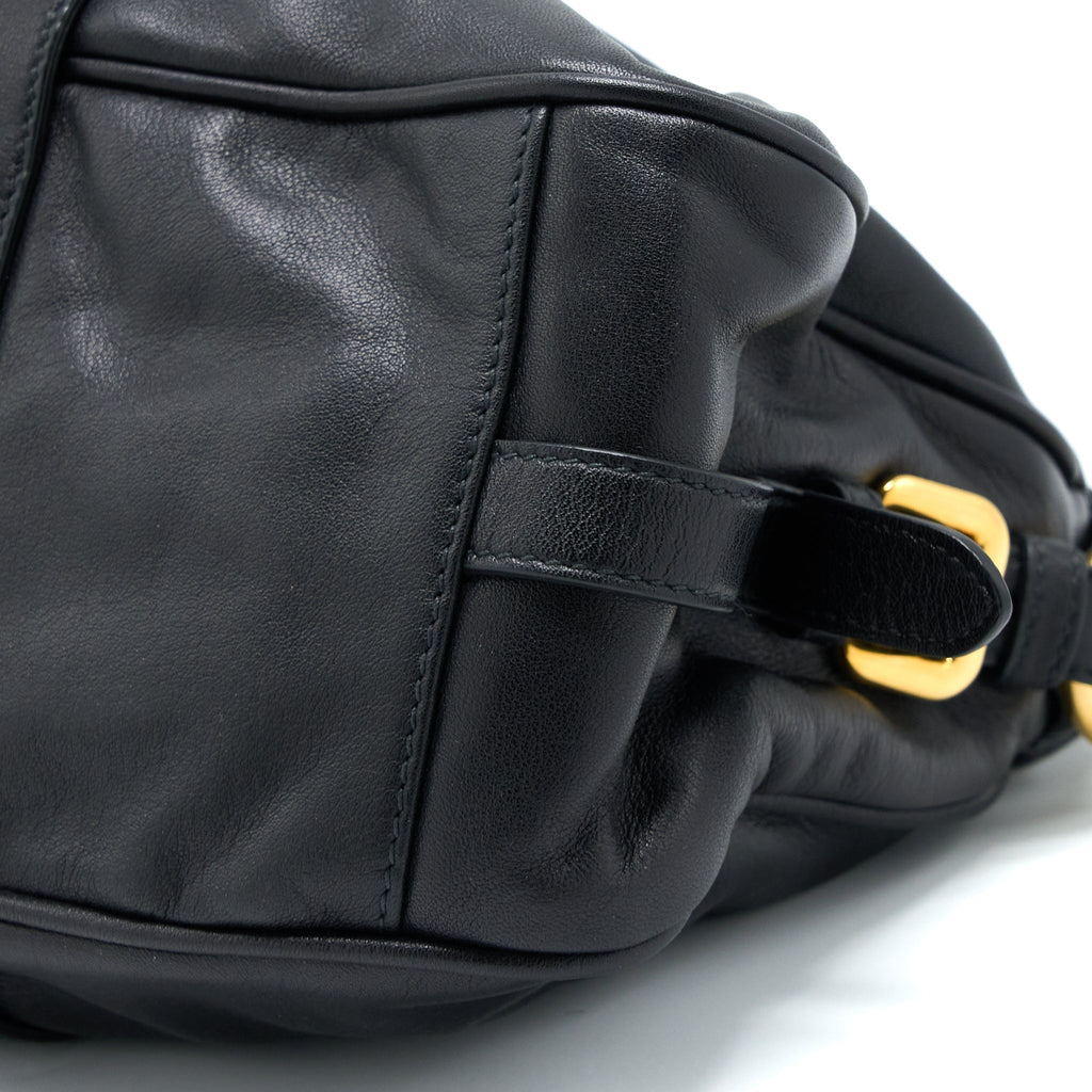 PRADA BAULETTO TOTE BAG SOFT CALFSKIN BLACK GHW