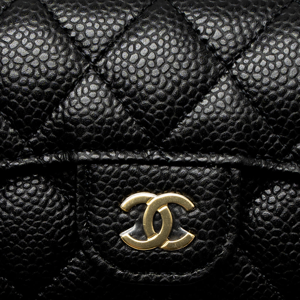 CHANEL CLASSIC FLAP CARD HOLDER CAVIAR BLACK GHW (MICROCHIP)